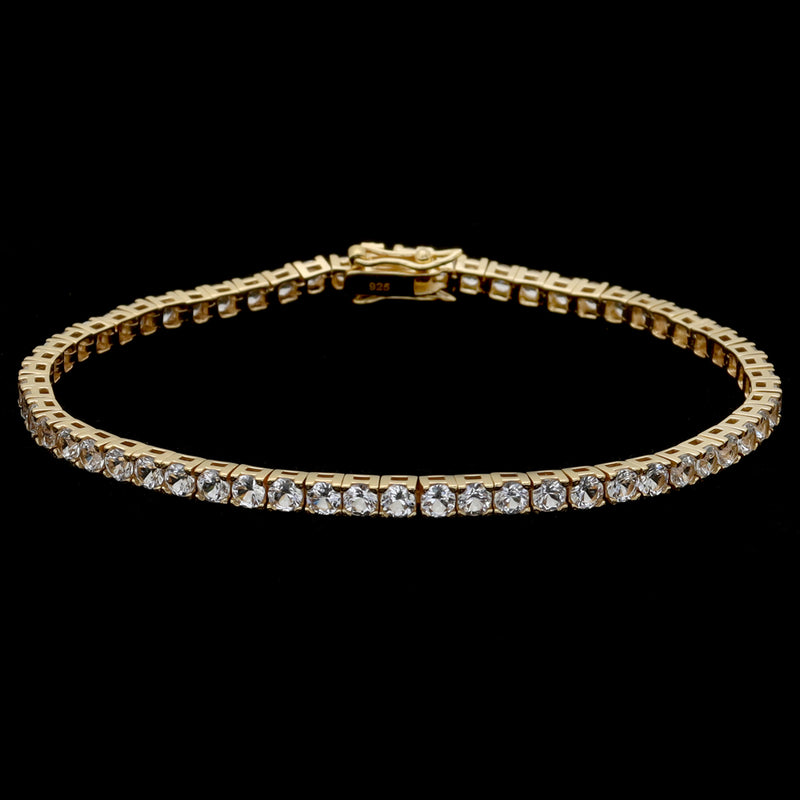 3*3 MM Round - 18k Gold Vermeil - Lab Grown White Sapphire Bracelets - ND-B301G-WS Catalogue