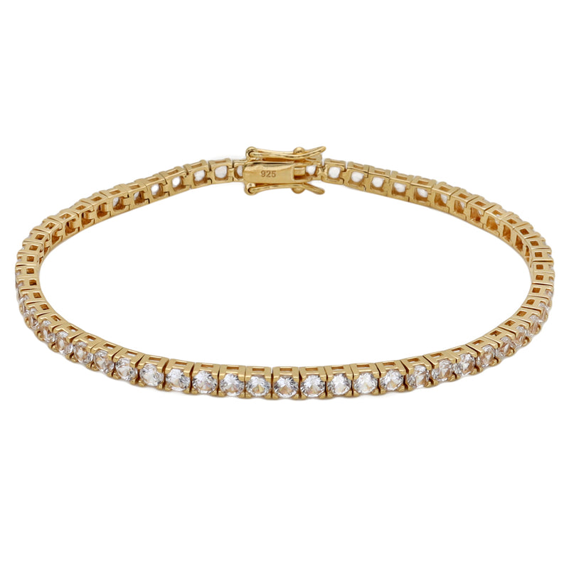 3*3 MM Round - 18k Gold Vermeil - Lab Grown White Sapphire Bracelets - ND-B301G-WS Catalogue