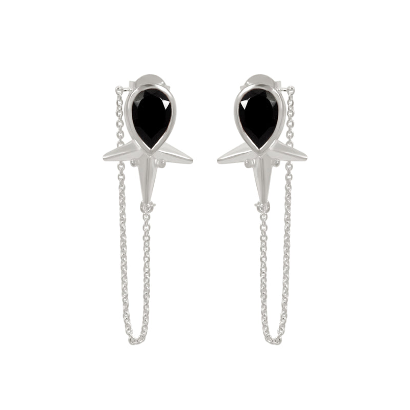 6*9 MM Pear - Black Onyx Faceted Earrings - ND-E103BO