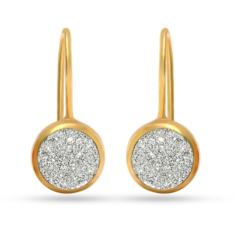 18k Gold Vermeil - Platinium Window Druzy Earrings - ND-E109PWD