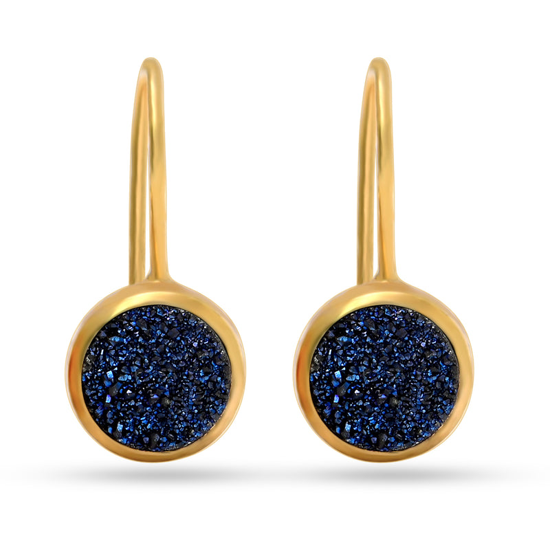 18k Gold Vermeil - Titanium Window Druzy Earrings - ND-E109TWD