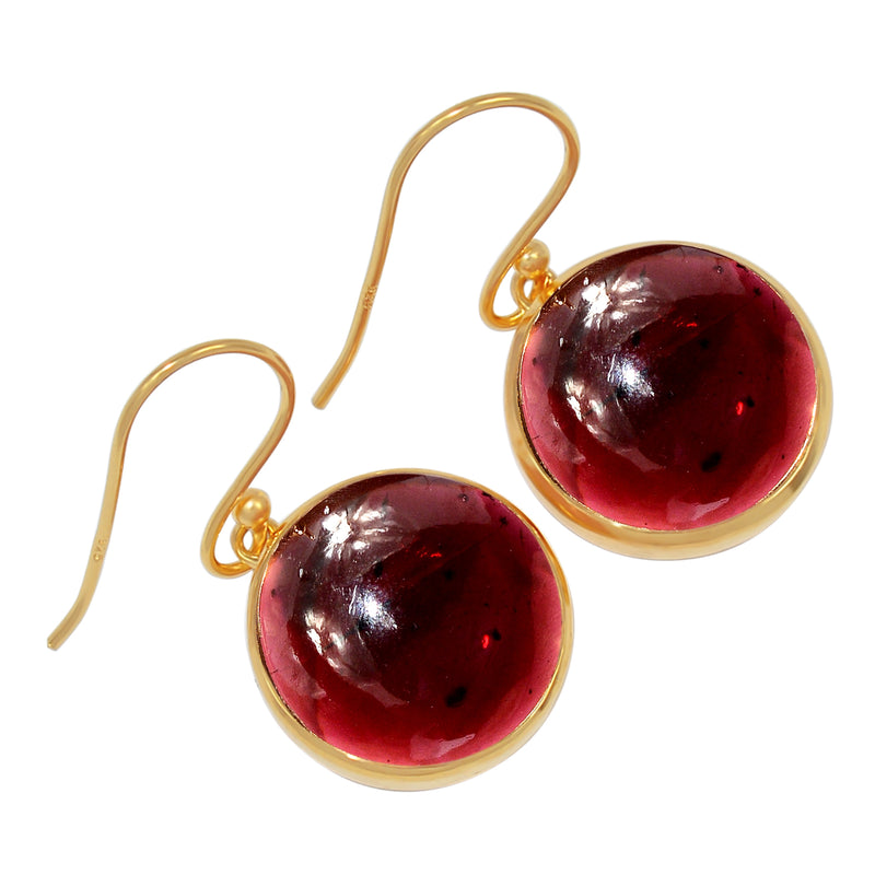 2.5 Micron 18k Gold Plated - Garnet Cabochon Earrings - ND-E108GC Catalogue