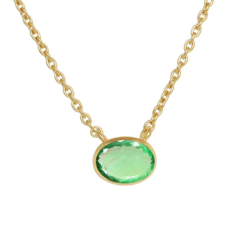 5*7 MM Oval - 18k Gold Vermeil - Green Fluorite Faceted Necklace - ND-N203GFF Catalogue