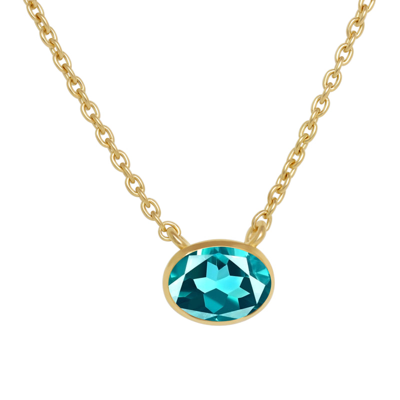 5*7 MM Oval - 18k Gold Vermeil - Neon Blue Apatite Faceted Necklace - ND-N203NBF Catalogue