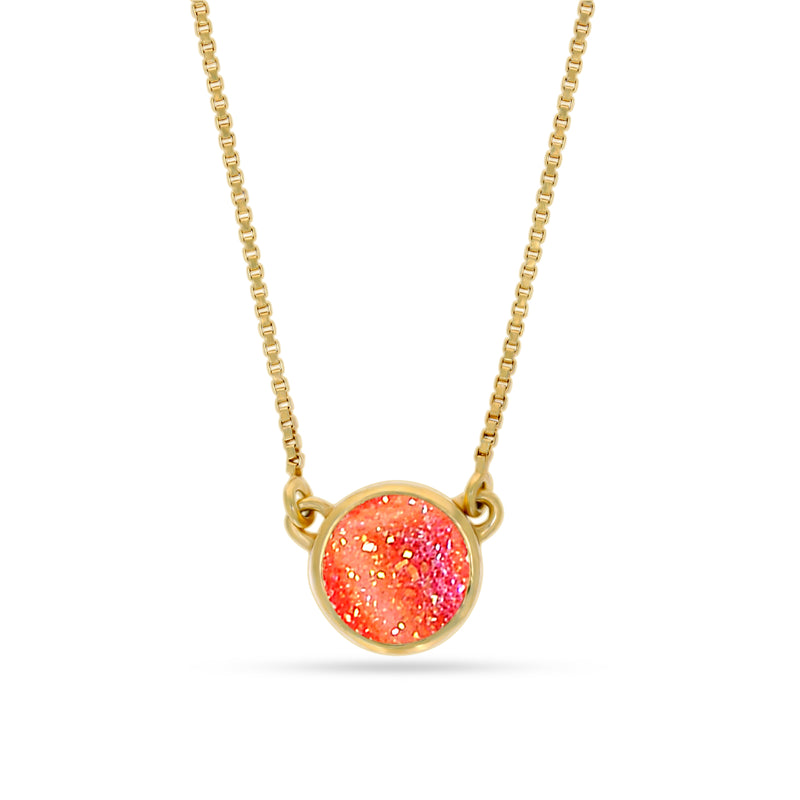 18k Gold Vermeil - Red Aura Druzy Necklace - ND-N210RAD