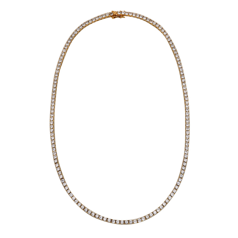 3*3 MM Round - 18k Gold Vermeil - Lab Grown White Sapphire Necklace - ND-N213G-WS Catalogue