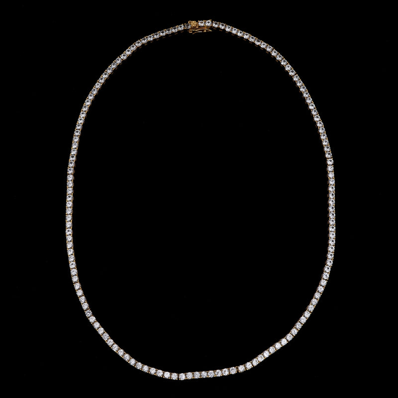 3*3 MM Round - 18k Gold Vermeil - Lab Grown White Sapphire Necklace - ND-N213G-WS Catalogue
