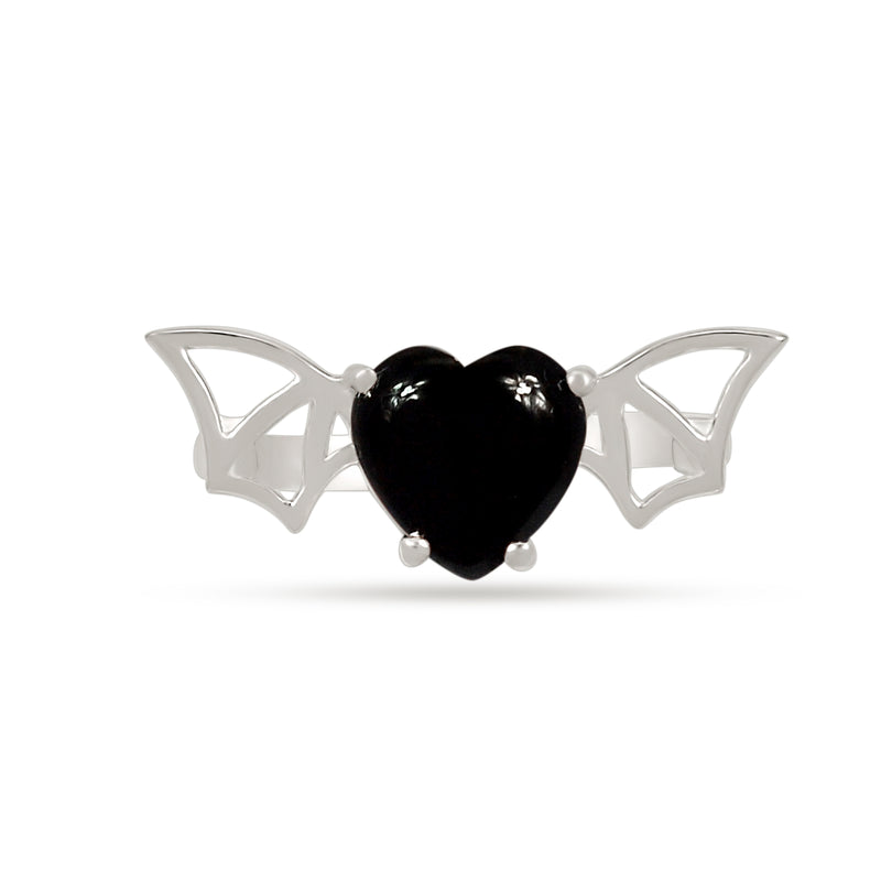 8*8 MM Heart - Black Onyx Ring - ND-R52BO Catalogue - Adjustable Ring