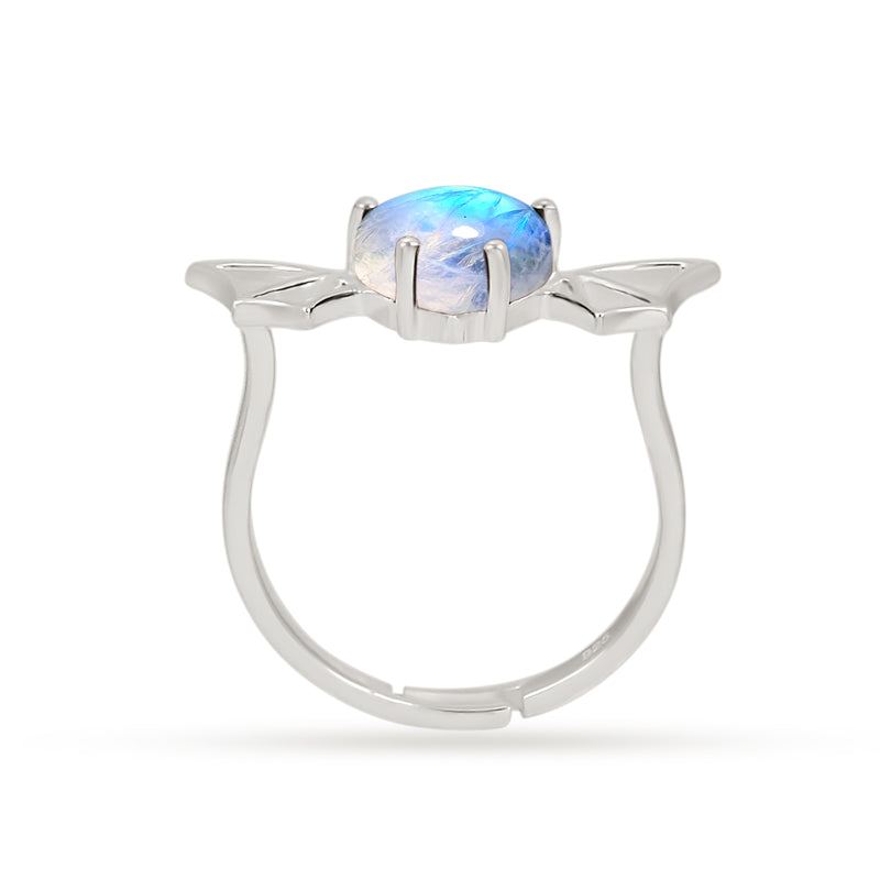 8*8 MM Heart - Rainbow Moonstone Ring - ND-R52RM Catalogue - Adjustable Ring