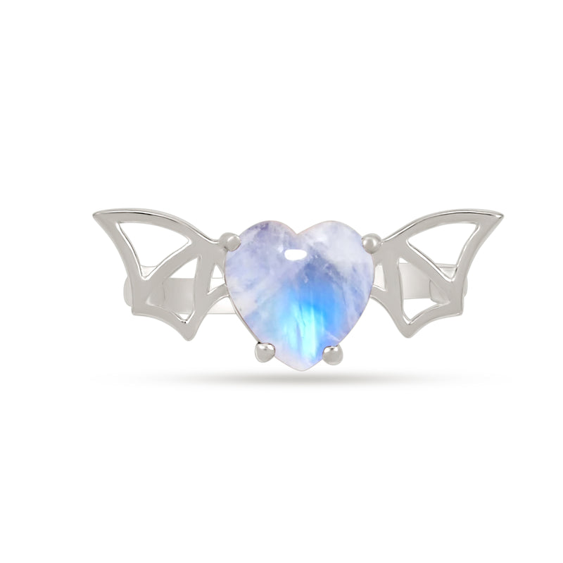 8*8 MM Heart - Rainbow Moonstone Ring - ND-R52RM Catalogue - Adjustable Ring