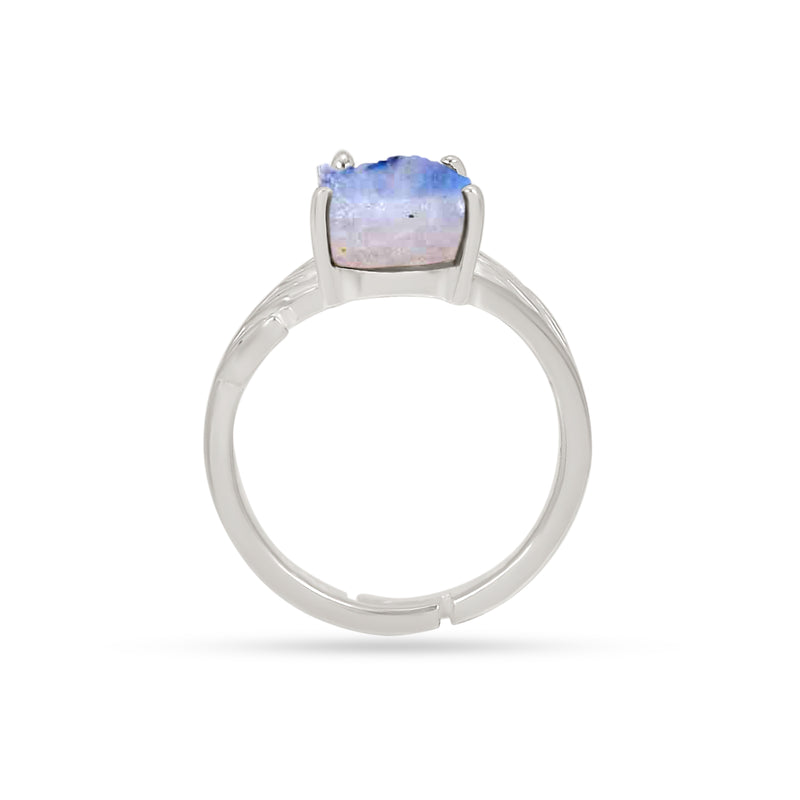 8*12 MM Pear - Rainbow Moonstone Rough Ring - ND-R54MR Catalogue - Adjustable Ring