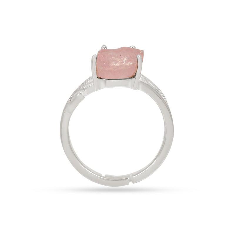 8*12 MM Pear - Rose Quartz Rough Ring - ND-R54RQR Catalogue - Adjustable Ring