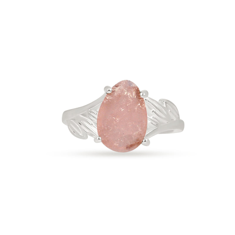 8*12 MM Pear - Rose Quartz Rough Ring - ND-R54RQR Catalogue - Adjustable Ring