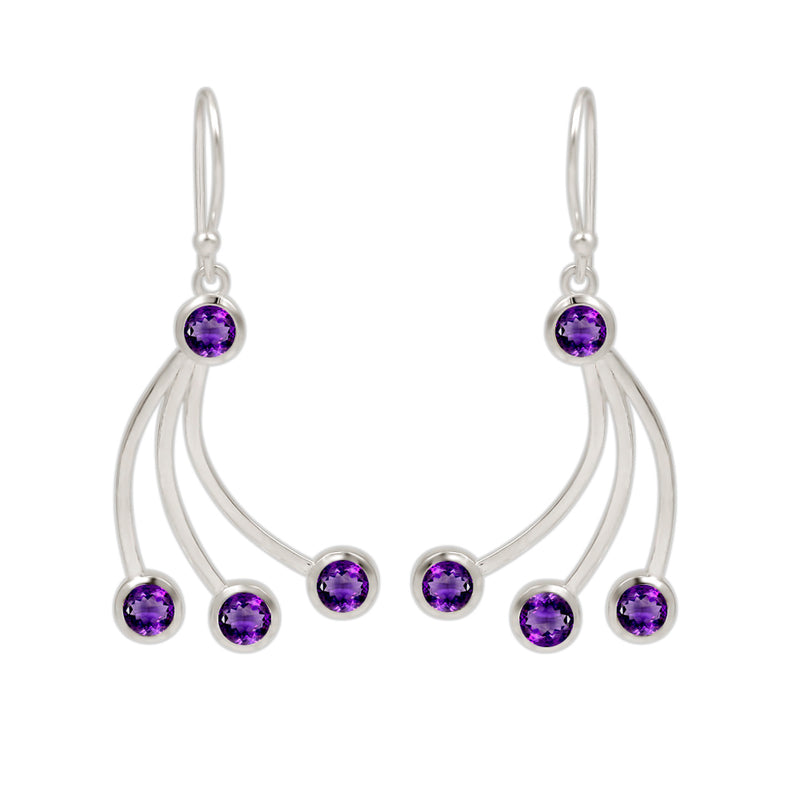 4*4 MM Round - Amethyst Faceted Earrings - ND-E107A