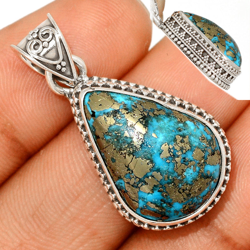 1.3" Fine Filigree - Nishapur Persian Turquoise Pendants - NITP543