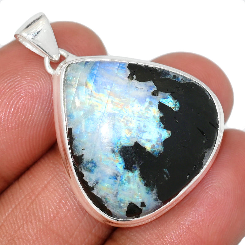 1.5" Rainbow Moonstone With Mica Cabochon Pendants - NMCP470