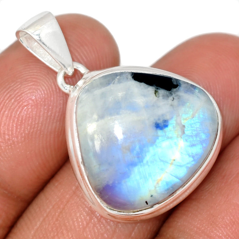 1.2" Rainbow Moonstone With Mica Cabochon Pendants - NMCP492