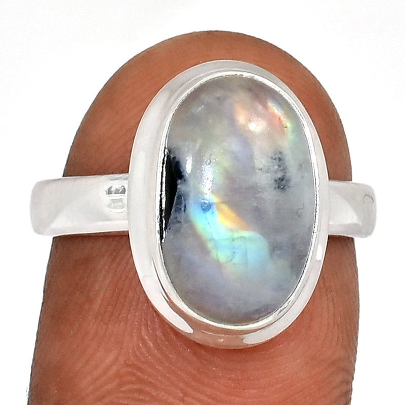 Rainbow Moonstone With Mica Cabochon Ring - NMCR400