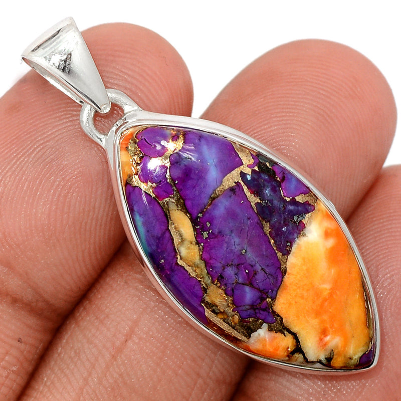 1.6" New Oyster Purple Turquoise Pendants - NOPP104