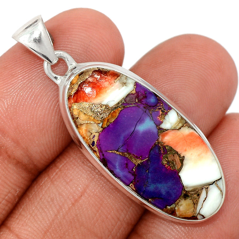 1.6" New Oyster Purple Turquoise Pendants - NOPP108