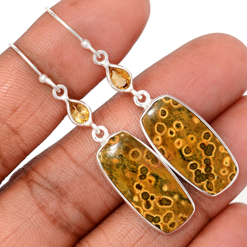 2.1" Lip Setting - Ocean Jasper & Citrine Earrings - OCJE132