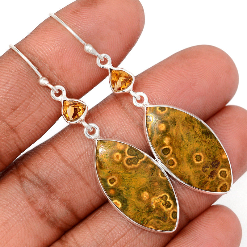 2.1" Lip Setting - Ocean Jasper & Citirne Earrings - OCJE133