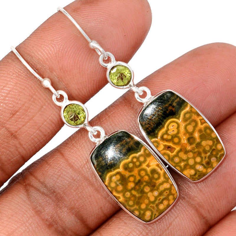 1.8" Lip Setting - Ocean Jasper & Peridot Earrings - OCJE135