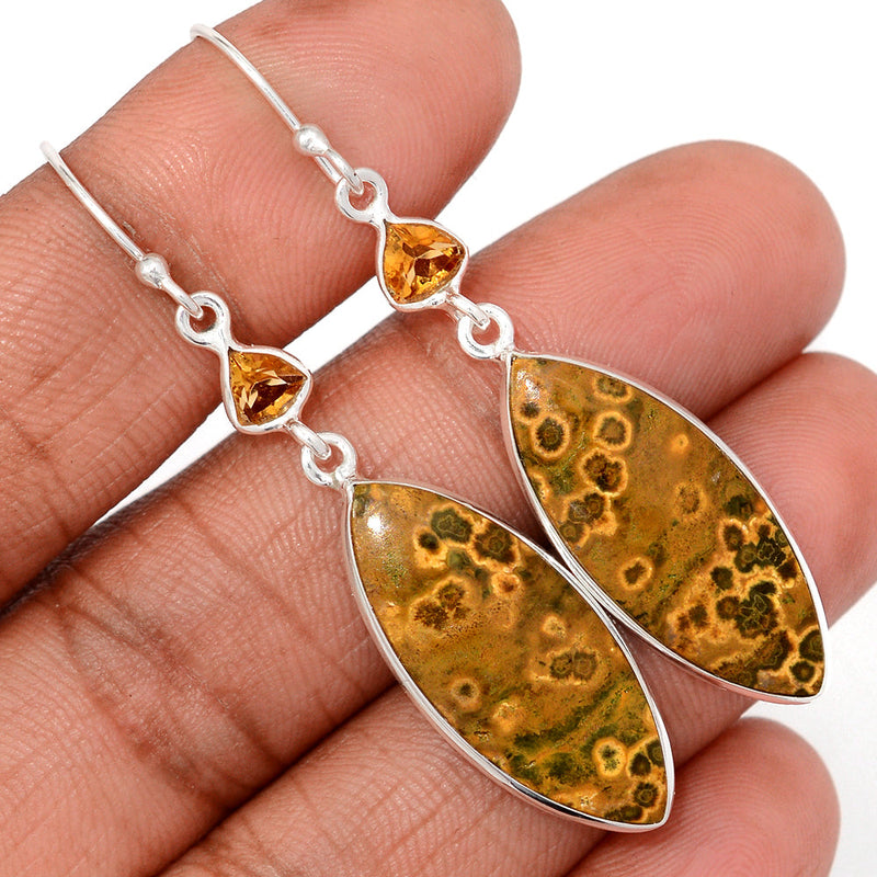 2.2" Lip Setting - Ocean Jasper & Citrine Earrings - OCJE142