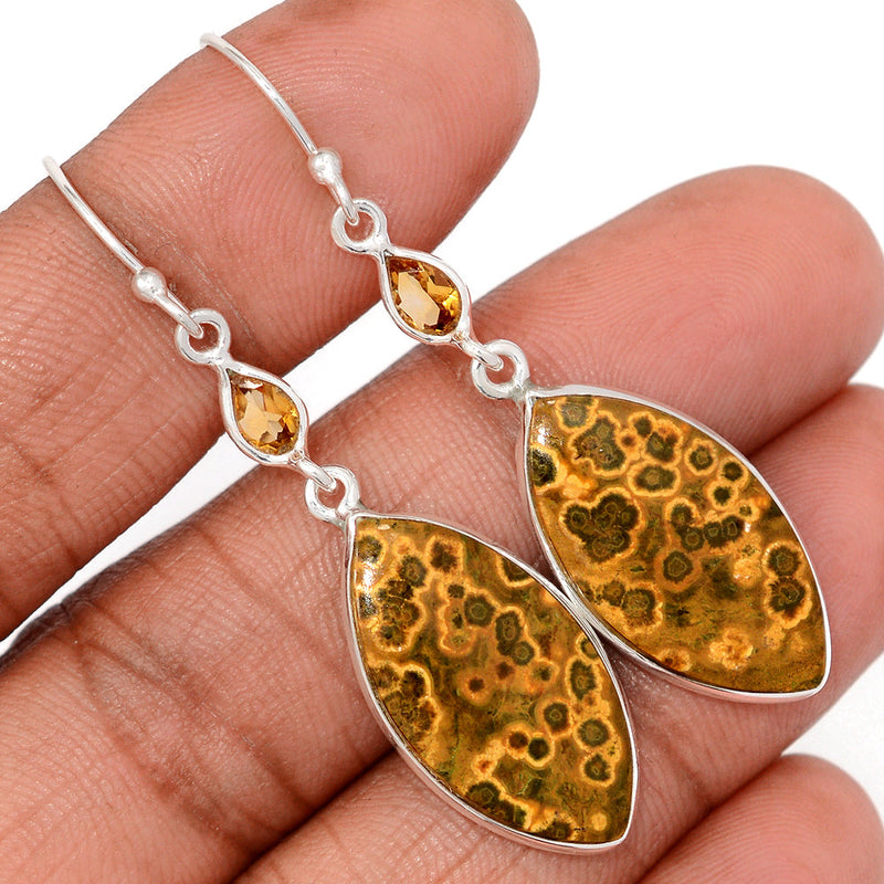 2.1" Lip Setting - Ocean Jasper & Citrine Earrings - OCJE145