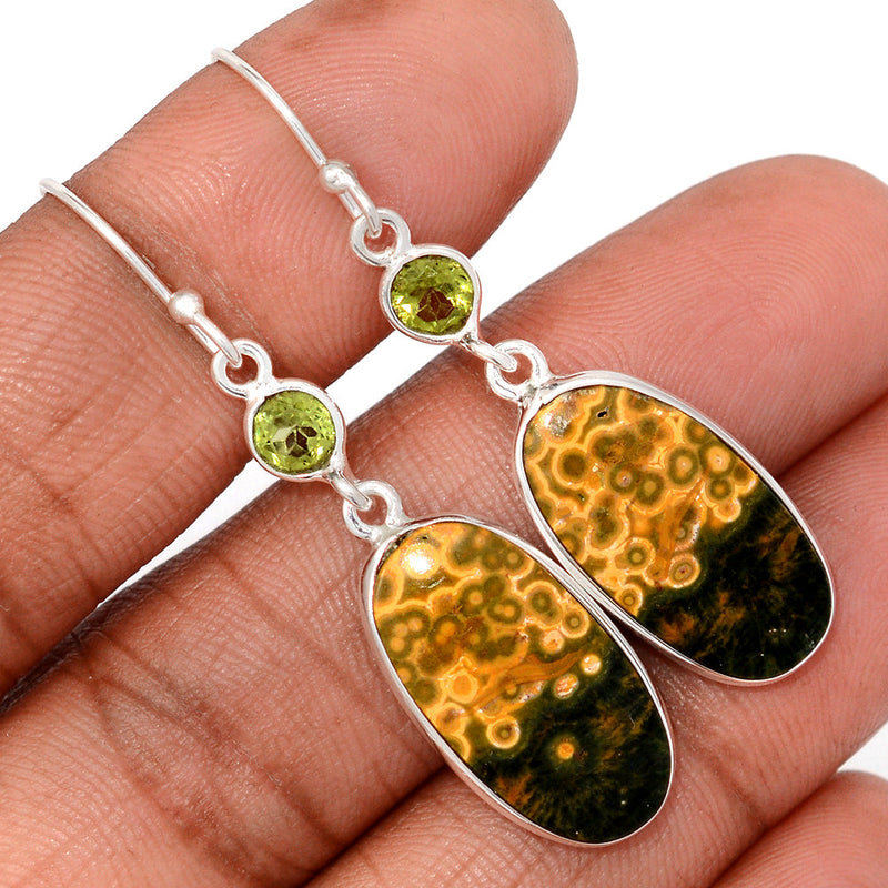 2" Lip Setting - Ocean Jasper & Peridot Earrings - OCJE149