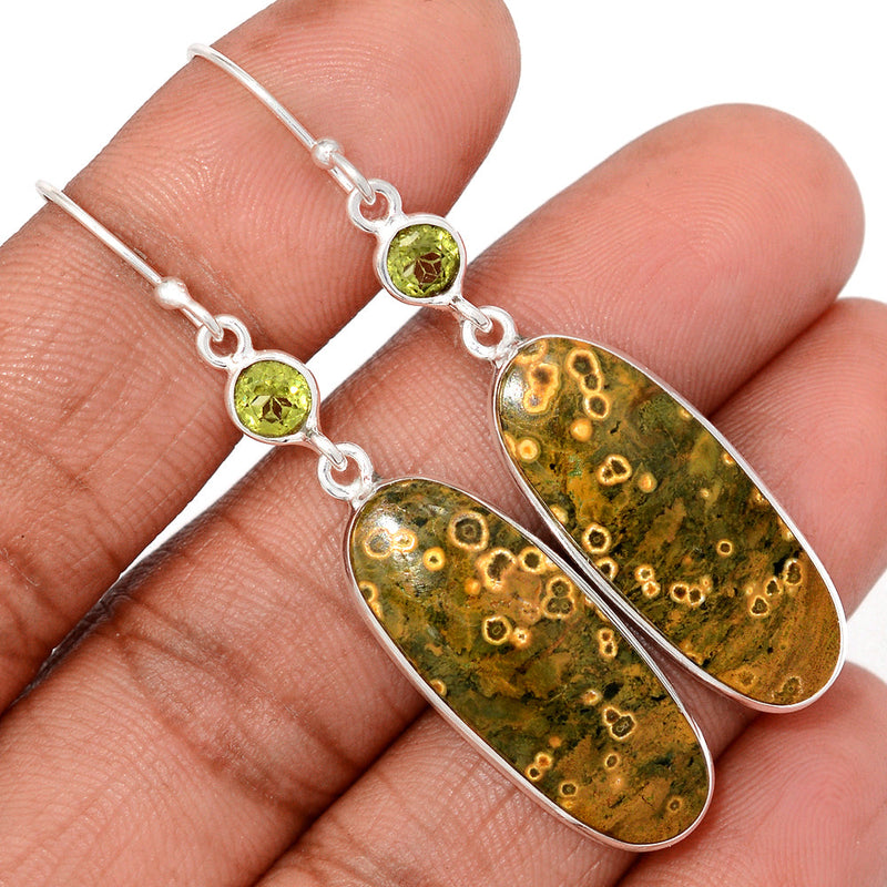 2.2" Lip Setting - Ocean Jasper & Peridot Earrings - OCJE151