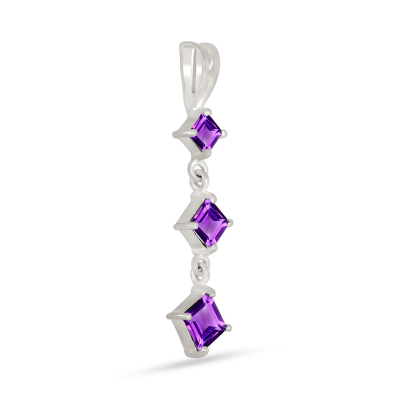 6, 5, 4 MM Square - Amethyst Faceted Pendants - P1261A