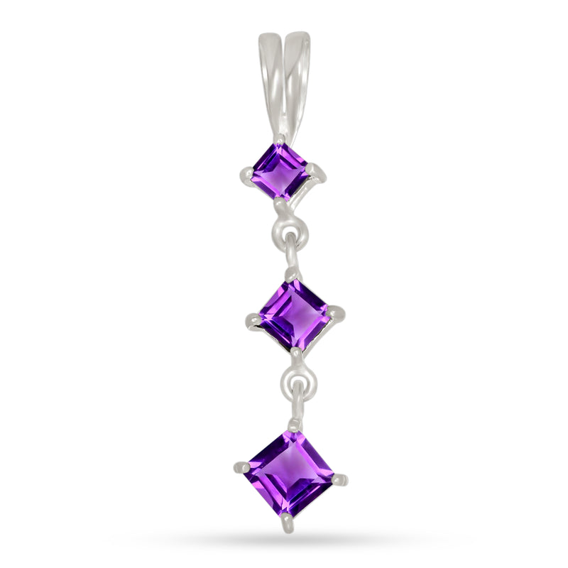 6, 5, 4 MM Square - Amethyst Faceted Pendants - P1261A