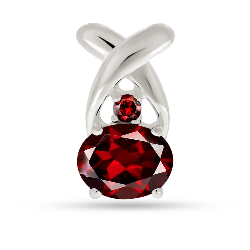8*10, 3*3 MM Oval & Round - Garnet Faceted Pendants - P1264G