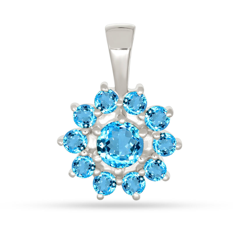 6*6, 3*3 MM Round - Blue Topaz Pendants - P1298BT
