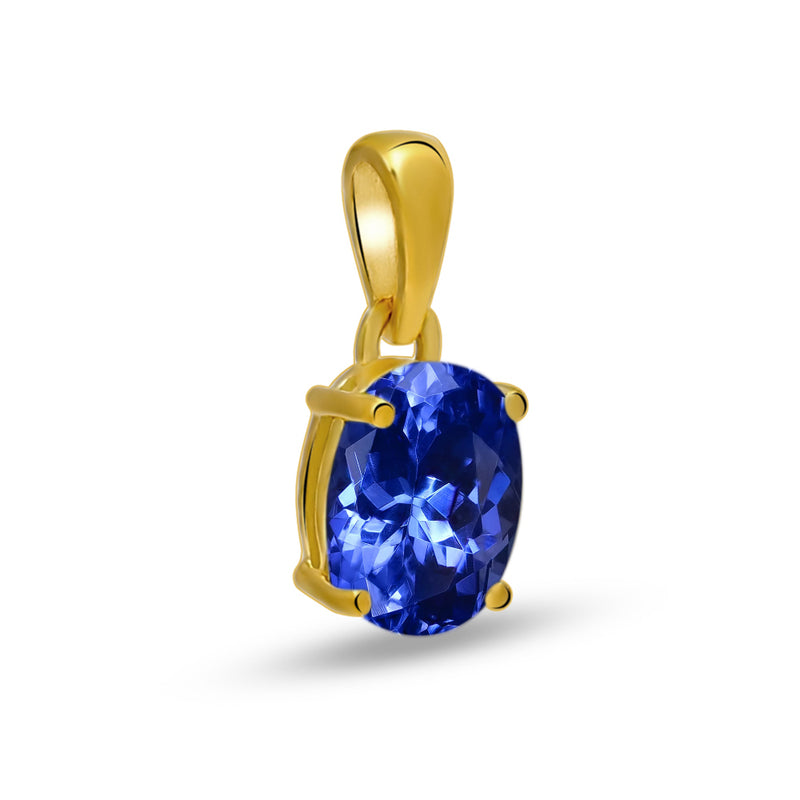 7*5 MM Oval - 18K Gold Vermeil - Tanzanite Faceted Pendants - PBC201G-TZF Catalogue