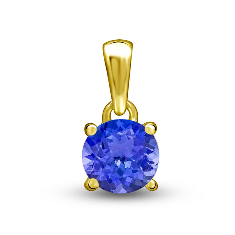 5*5 MM Round - 18K Gold Vermeil - Tanzanite Faceted Pendants - PBC202G-TZF Catalogue
