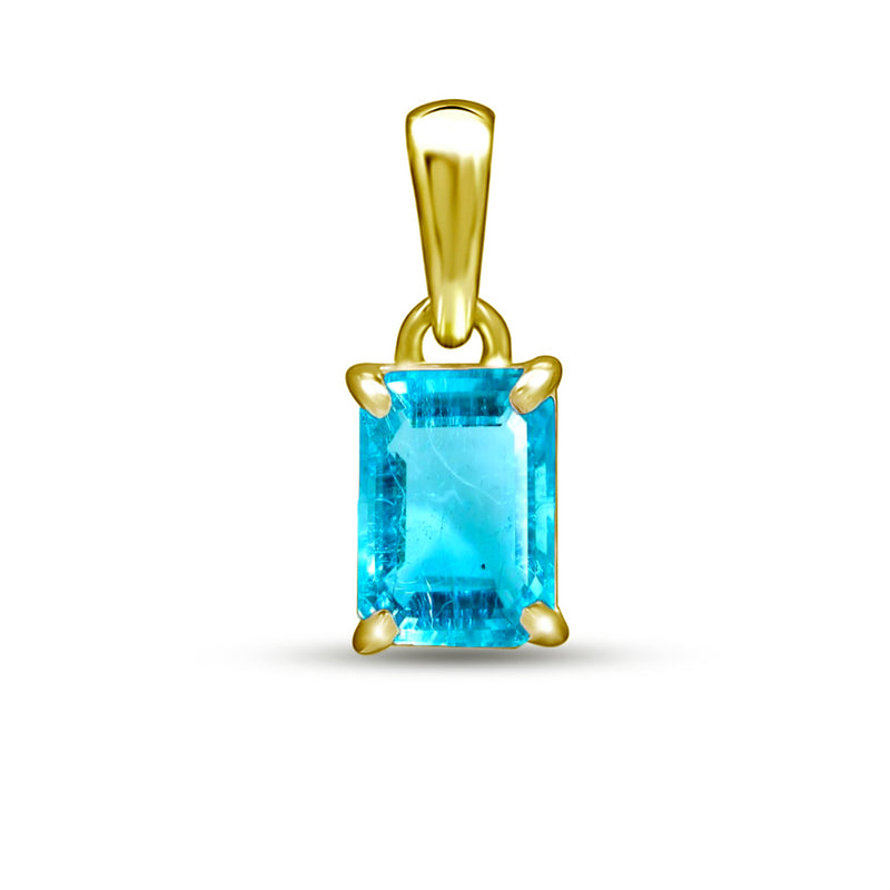 6*4 MM Octo - 18k Gold Vermeil - Neon Blue Apatite Faceted Pendants - PBC203G-NBF