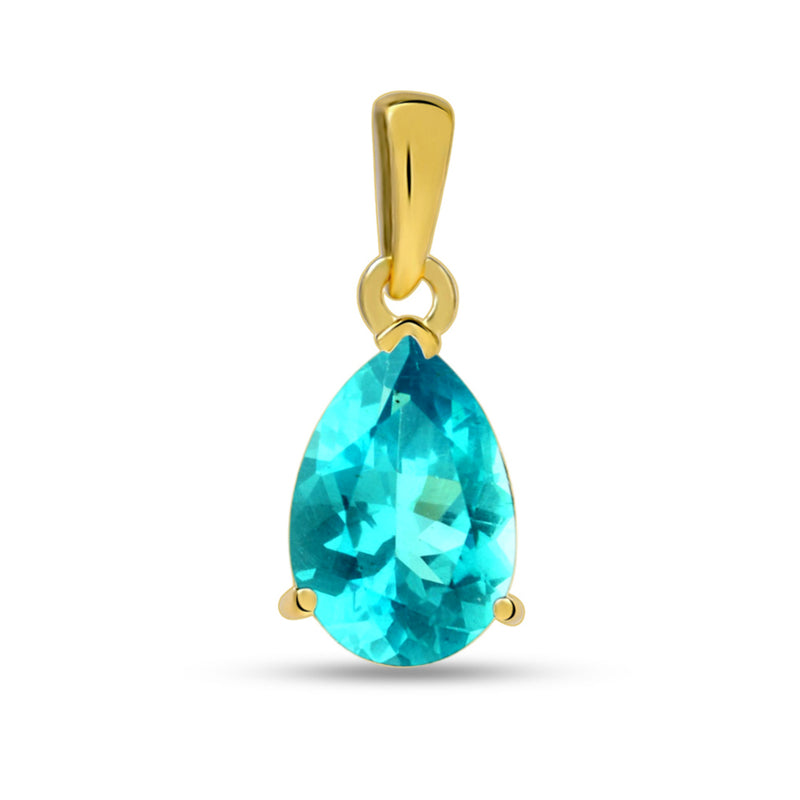 7*5 MM Pear - 18k Gold Vermeil - Neon Blue Apatite Faceted Pendants - PBC209G-NBF Catalogue