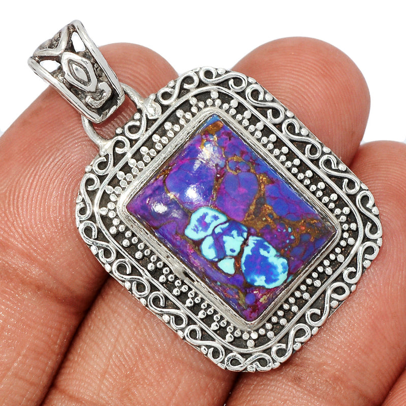1.5" Fine Filigree - Purple Copper Turquoise Pendants - PCTP2361