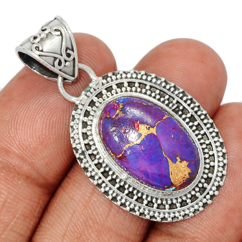 1.6" Fine Filigree - Purple Copper Turquoise Pendants - PCTP2362