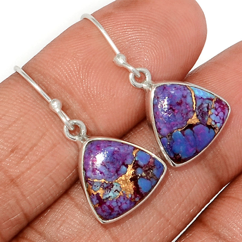 1.2" Purple Copper With Blue Turquoise Earrings - PCWE75