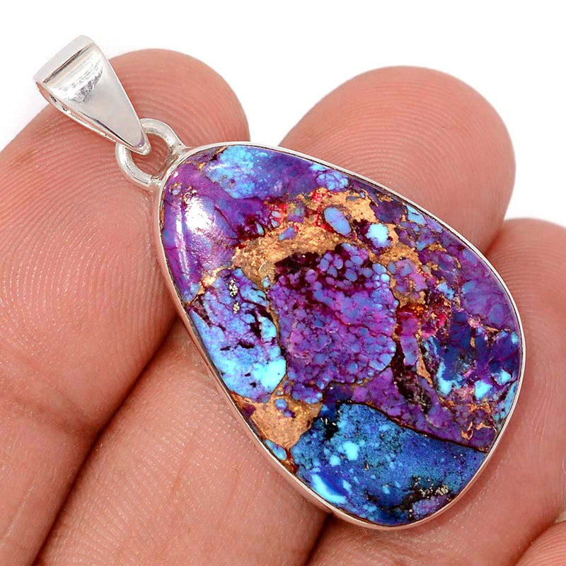 1.6" Purple Copper With Blue Turquoise Pendants - PCWP10