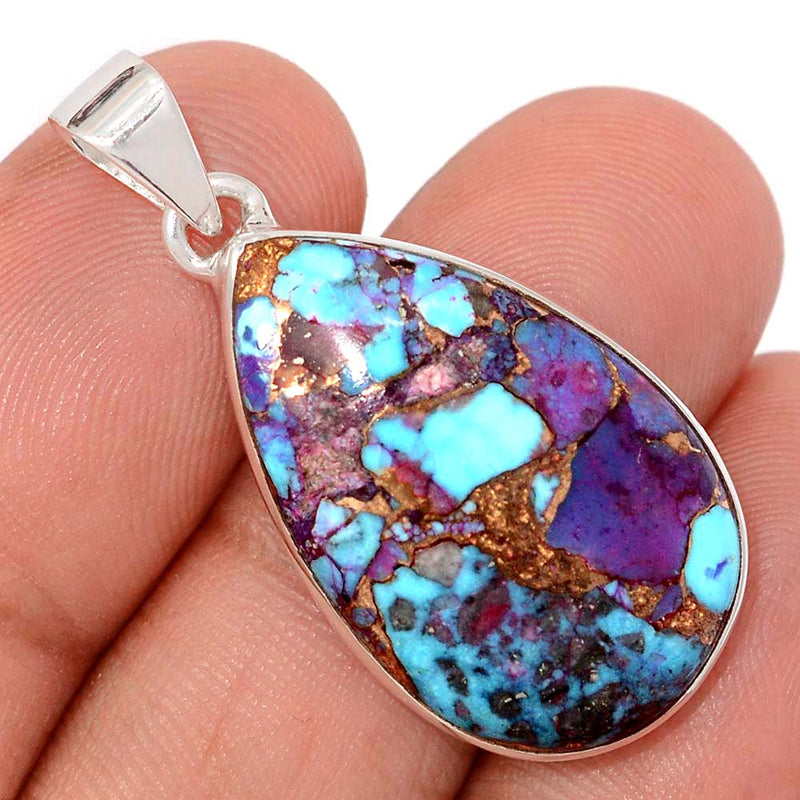 1.5" Purple Copper With Blue Turquoise Pendants - PCWP11