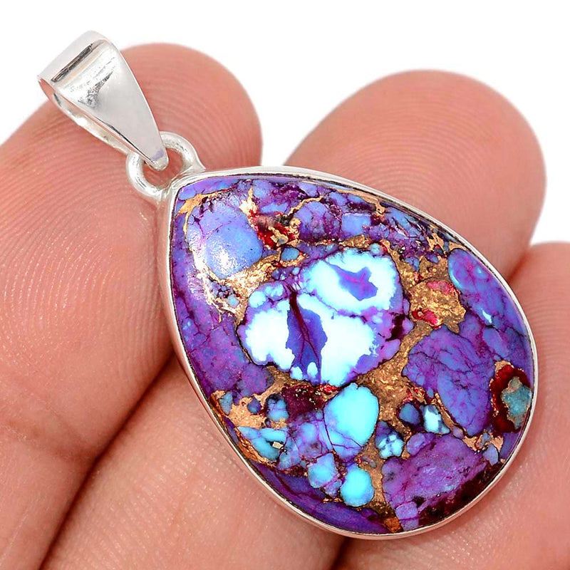 1.5" Purple Copper With Blue Turquoise Pendants - PCWP12