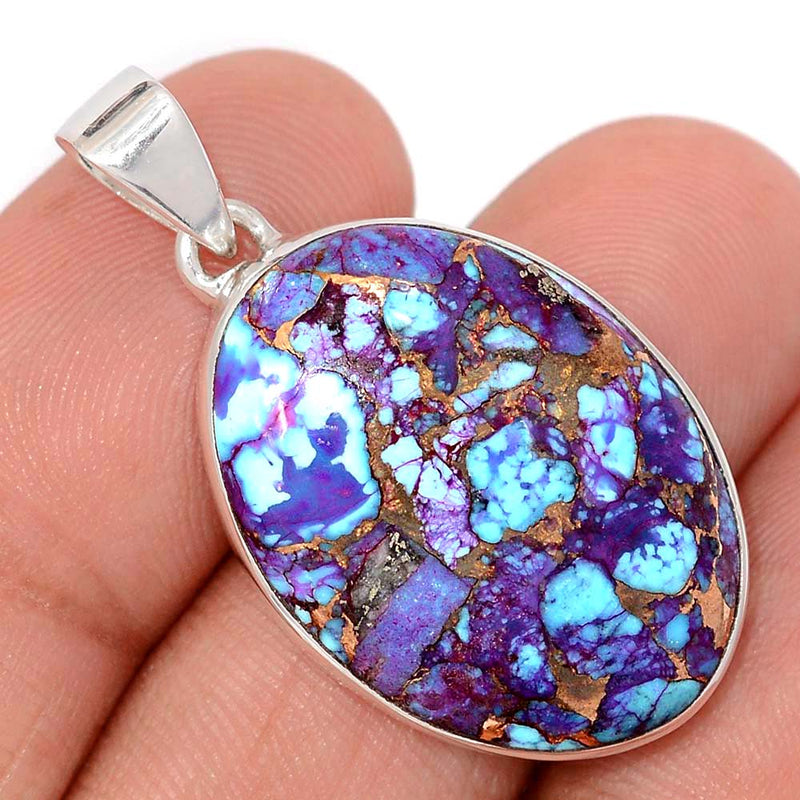 1.5" Purple Copper With Blue Turquoise Pendants - PCWP1