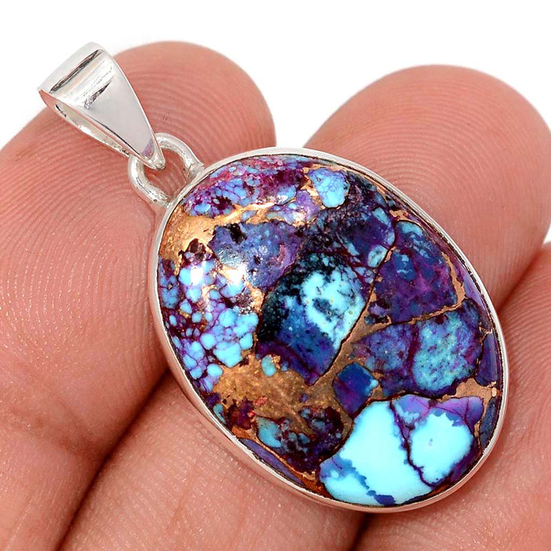 1.3" Purple Copper With Blue Turquoise Pendants - PCWP2