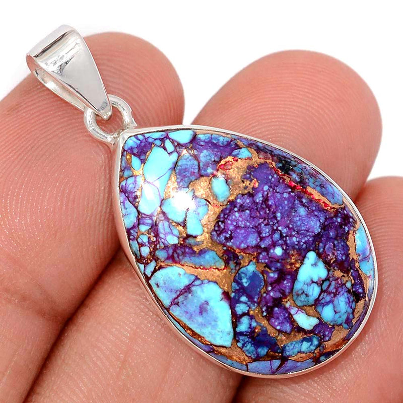 1.5" Purple Copper With Blue Turquoise Pendants - PCWP3