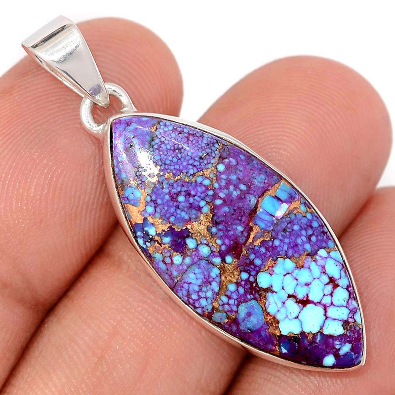 1.6" Purple Copper With Blue Turquoise Pendants - PCWP4