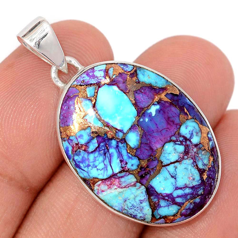 1.5" Purple Copper With Blue Turquoise Pendants - PCWP5